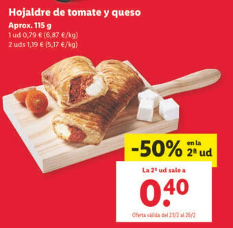 Lidl Hojaldre De Tomate y Queso oferta