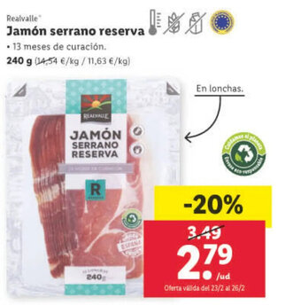 Lidl Jamon Serrano Reserva oferta