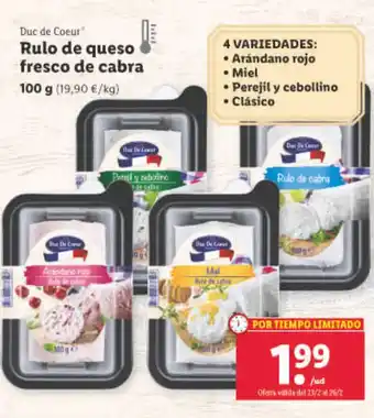 Lidl Rulo De Queso Fresco De Cabra oferta
