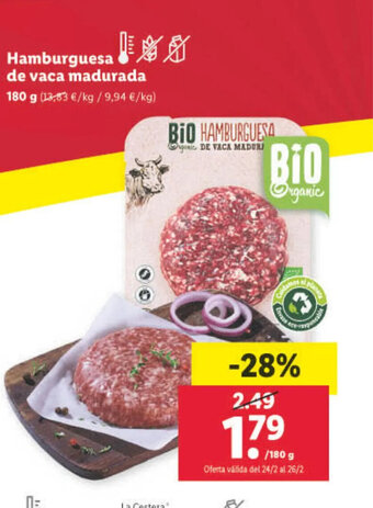 Lidl Hamburguesa De Vaca Madurada oferta