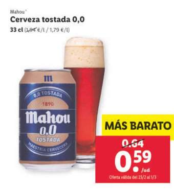 Lidl Cerveza Tostada 0,0 oferta