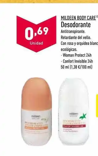 ALDI Mildeen body care desodorante oferta