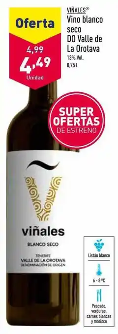 ALDI Vino blanco seco do valle de la orotava oferta