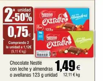 FROIZ 2a unidad -50% chocolate nestlé con leche y almendras o avellanas oferta