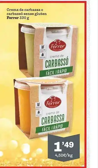 Sorli Crema de carbassa o carbassó sense gluten ferrer oferta