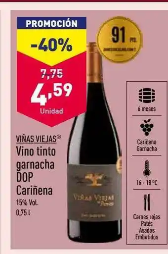 ALDI Vino tinto garnacha dop cariñena oferta
