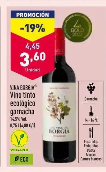 ALDI Vino tinto ecológico garnacha oferta