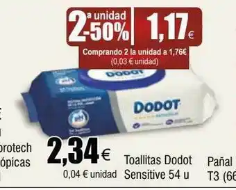 FROIZ 2a unidad -50% toallitas dodot sensitive oferta