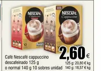 FROIZ Café nescafé cappuccino descafeinado o normal sobre oferta