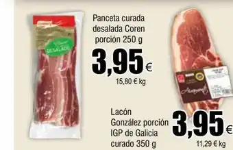 FROIZ Panceta curada desalada coren porción lacón gonzález porción igp de galicia curado oferta