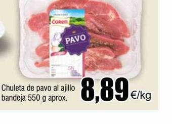 FROIZ Chuleta de pavo al ajillo bandeja oferta