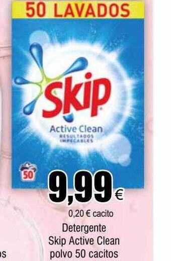 FROIZ Detergente skip active clean polvo 50 cacitos oferta