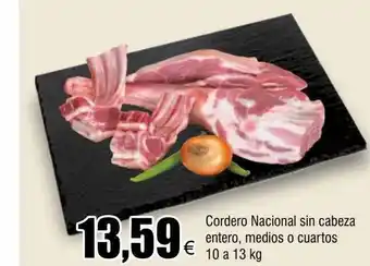FROIZ Cordero nacional sin cabeza entero, medios o cuartos oferta