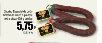 FROIZ Chorizo ezequiel de león herradura dulce o picante extra pieza oferta