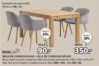JYSK Mesa de comedor hage + silla de comedor adslev oferta