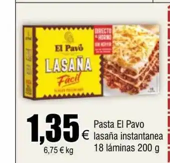 FROIZ Pasta el pavo lasaña instantanea 18 láminas 200g oferta