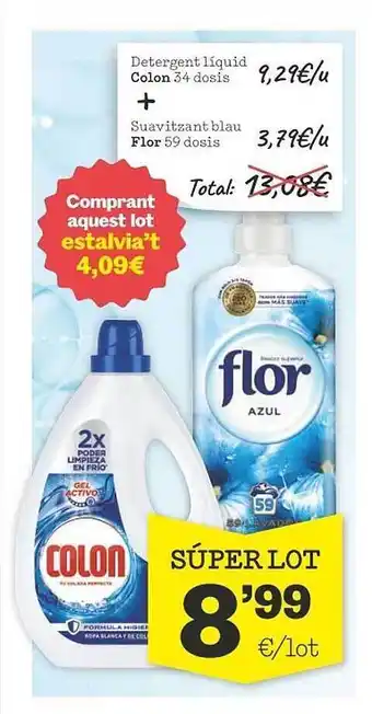 Sorli Detergent líquid colon + suavitzant blau flor 59 dosis oferta