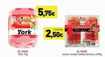 Hiperber El pozo york, jamón curado medias lonchas oferta