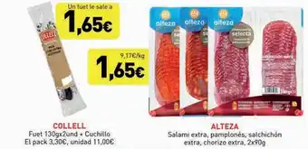 Hiperber Collell fuet + cuchillo, alteza salami extra, pamplonés, salchichón extra, chorizo extra oferta
