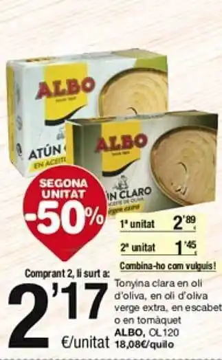SPAR Fragadis Tonyina clara en oli d'oliva, en oli d'oliva verge extra, en escabetx o en tomáquet albo oferta