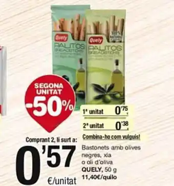 SPAR Fragadis Bastonets amb olives negres, xia o oli d'oliva quely oferta