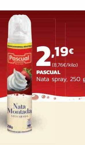 Supermercados Lupa Pascual nata spray oferta