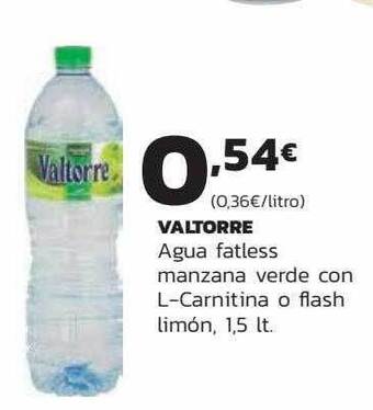 Supermercados Lupa Valtorre agua fatless manzana verde con l-carnitina o flash limón oferta