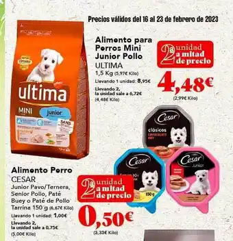 Gadis Alimento perro cesar, alimento para perros mini junior pollo ultima oferta