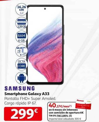 Alcampo Samsung smartphone galaxy a33 oferta