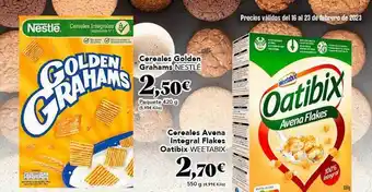 Gadis Cereales golden grahams nestlé, cereales avena integral flakes oatibix weetabix oferta