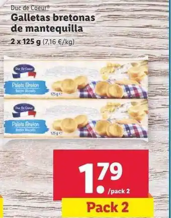 Lidl Galletas bretonas de mantequilla duc de coeur oferta