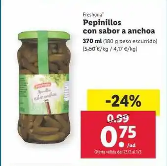 Lidl Pepinillos con sabor a anchoa freshona oferta