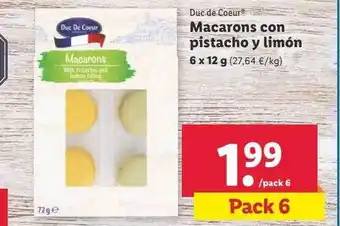 Lidl Macarons con pistacho y limón duc de coeur oferta