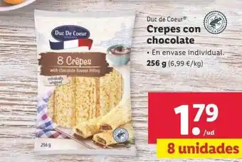 Lidl Crepes con chocolate duc de coeur oferta