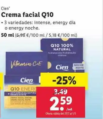 Lidl Crema facial q10 cien oferta