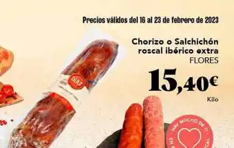 Gadis Chorizo o salchichón roscal ibérico extra flores oferta
