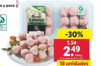 Lidl 18 unidades albóndigas -pollo-pavo- oferta