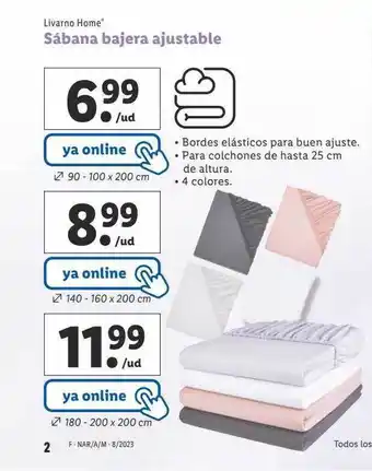 Lidl Sábana bajera ajustable livarno home oferta