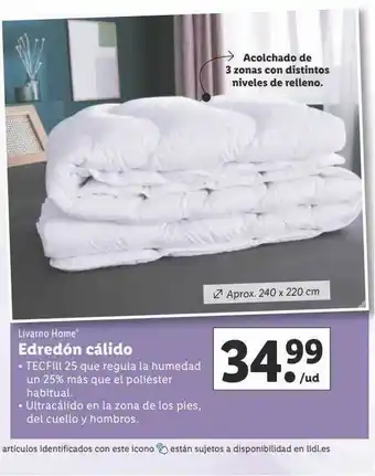 Lidl Edredón cálido livarno home oferta