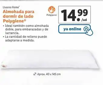 Lidl Almohada para dormir de lado polygiene livarno home oferta