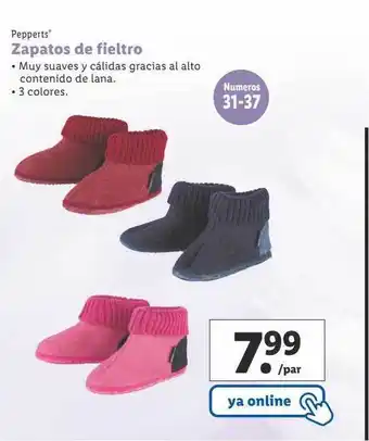 Lidl Zapatos de fieltro pepperts oferta