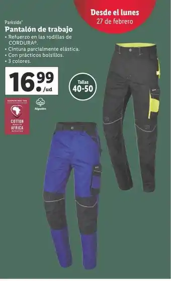 Lidl Pantalón de trabajo parkside oferta