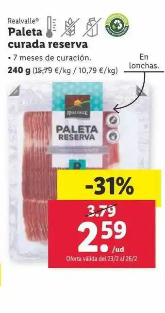 Lidl Paleta curada reserva realvalle oferta