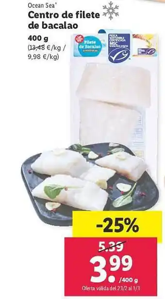 Lidl Centro de filete de bacalao ocean sea oferta