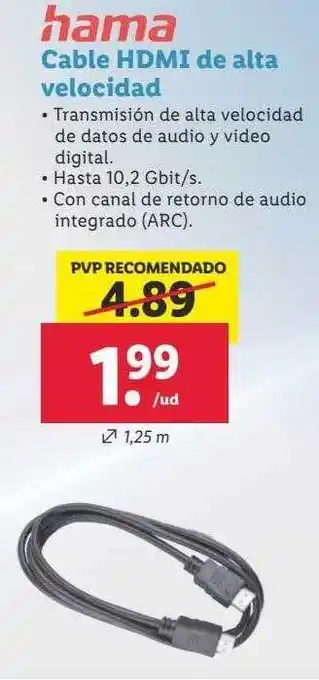 Lidl Cable hdmi de alta velocidad oferta