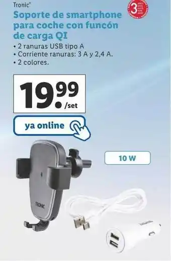 Lidl Soporte de smartphone para coche con funcón de carga qi oferta