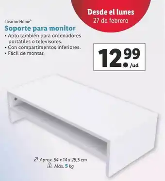 Lidl Soporte para monitor livarno home oferta