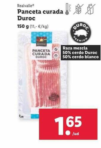 Lidl Panceta curada duroc realvalle oferta