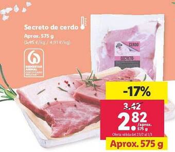Lidl Secreto de cerdo oferta