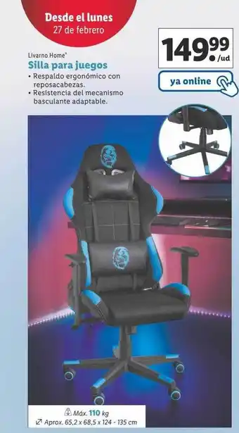 Lidl Silla para juegos livarno home oferta